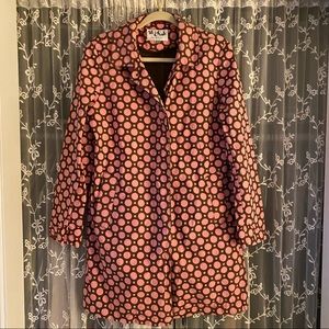 VTG Polka Dot Pink & Brown Trench/Raincoat Size Large. Made in Belarus.